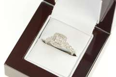 14K White Gold 0.69 Ctw Invis. Princess Halo Engagement Ring