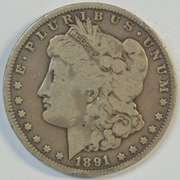 Key date 1891-CC Morgan Silver Dollar in circ