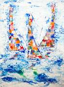 Sabri Said Original Acrylic on Canvas "Sailing" Sabri Said