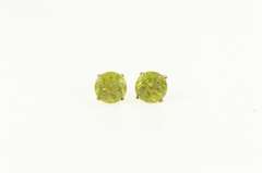 14K Yellow Gold Round Peridot Solitaire Classic Simple Stud Earrings