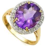 3.532 CARAT TW (17 PCS) AMETHYST & GENUINE DIAMOND 10K SOLID YELLOW GO
