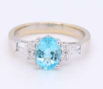 Charming White Gold Pariba Tourmaline and Diamond Ring
