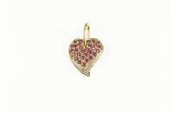 14K Yellow Gold Pave Ruby Diamond Accent Heart Love Charm/Pendant