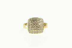 14K Yellow Gold 0.43 Ctw Diamond Square Halo Pave Statement Ring
