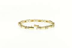 14K Yellow Gold 0.84 Ctw Diamond Classic Bar Link Tennis Bracelet
