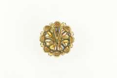 14K Yellow Gold Round Natural Sapphire Diamond Flower Cluster Pendant