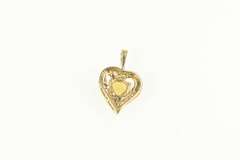 10K Yellow Gold Heart Synthetic Citrine CZ Classic Love Pendant