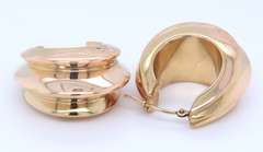 Elegant Yellow Gold Triple Row Gold Hoop Earrings