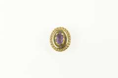 10K Yellow Gold Oval Amethyst Ornate Slide Bracelet Charm/Pendant