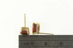 14K Yellow Gold Emerald Cut Garnet Solitaire Classic Stud Earrings