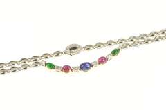 18K White Gold 11.65 Ctw Sapphire Ruby Diamond Emerald Necklace
