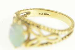 14K Yellow Gold Natural Opal Triquetra Rope Trim Vintage Ring