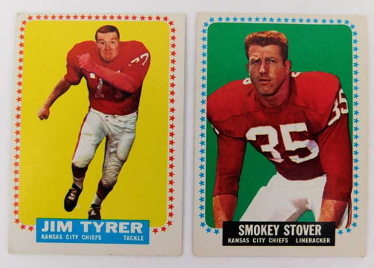 2 Topps 1964 Chiefs Rookie Football Cards