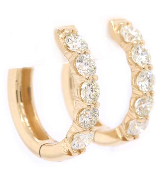 New 1.97ctw Diamond Five Stone Oval Hoop Earrings in 14K