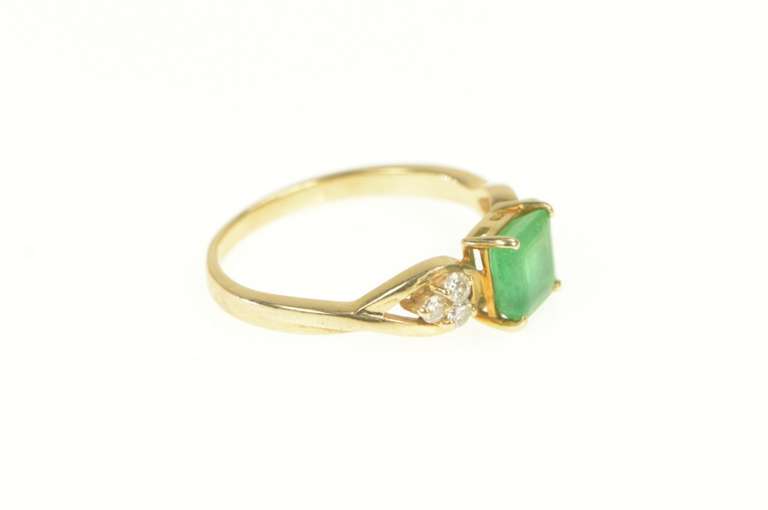 18K Yellow Gold 1.15 Ctw Emerald Diamond Engagement Ring