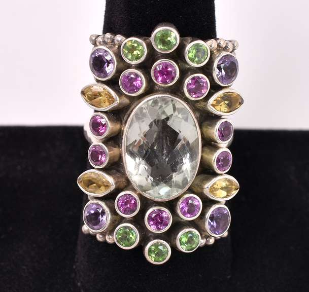 Sterling Silver Ring With Lab Enhanced Stones