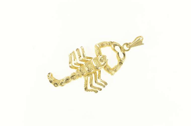 14K Yellow Gold 3D Articulated Scorpion Scorpio Astrology Pendant