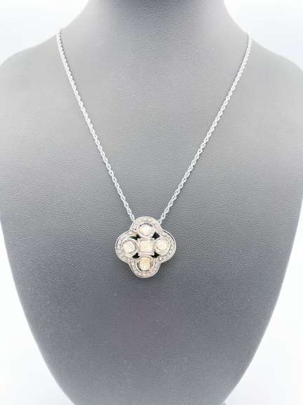 Vintage Mine-Cut Diamond Pendant in Anodized Silver
