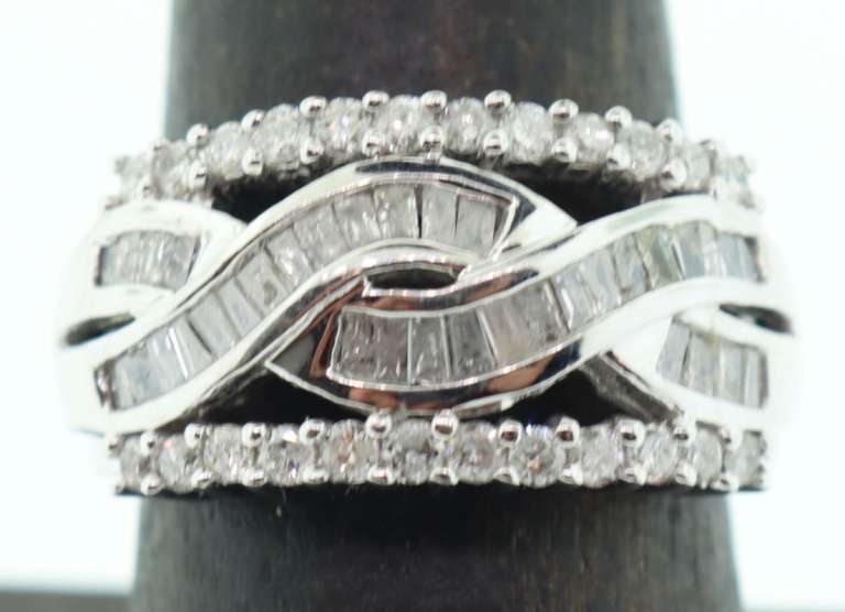 14KT SOLID WHITE GOLD AND 1.0 CARAT DIAMOND BAND