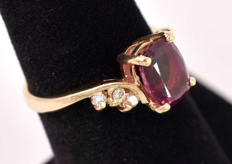 Ravishing Rhodolite Garnet and Diamond Ring in 14K Yellow Gold