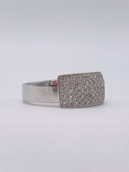 14kt Solid White Gold & Diamond Band Ring