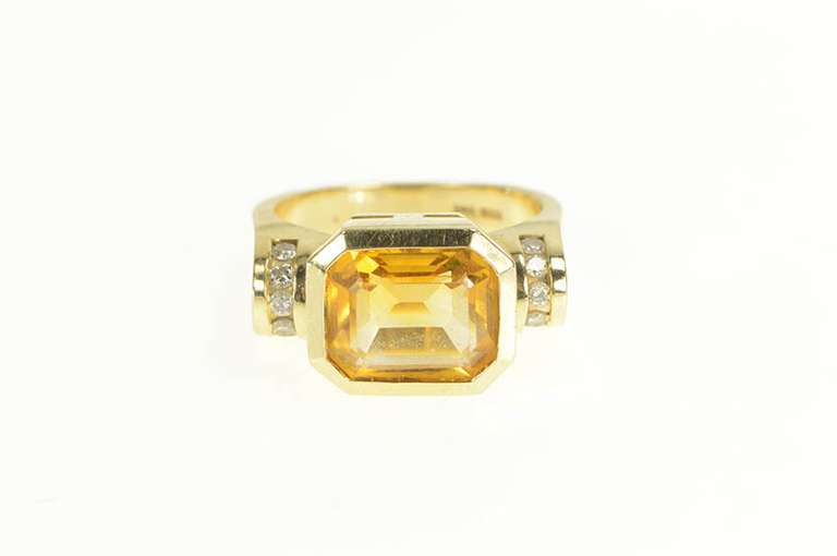 14K Yellow Gold 4.04 Ctw Golden Citrine Diamond Accent Ring