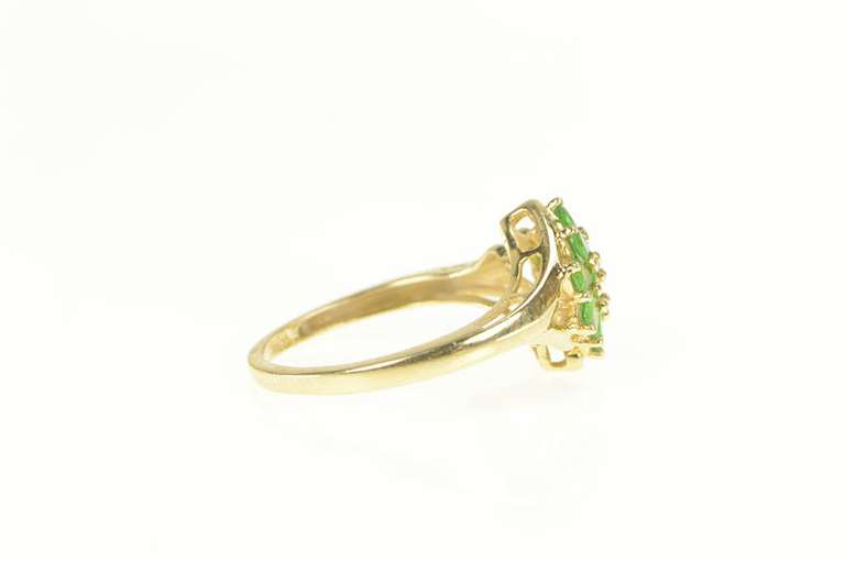 14K Yellow Gold Simple Peridot Cluster Statement Ring