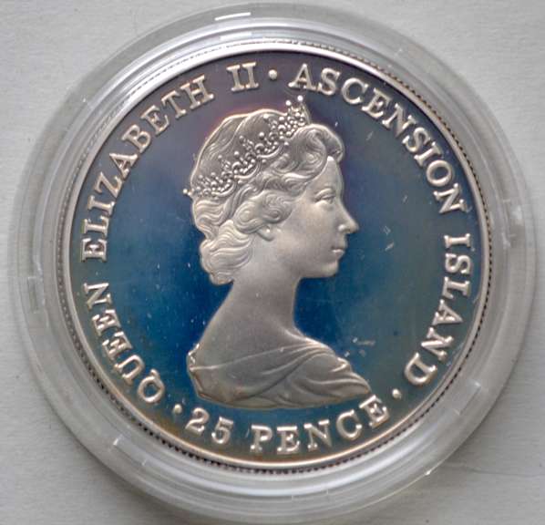Ascention Island 1985 Silver Charles & Diana 25 Pence Proof Coin