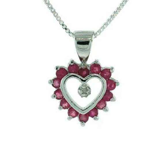 Ruby and Diamond accent Pendant in Sterling Silver