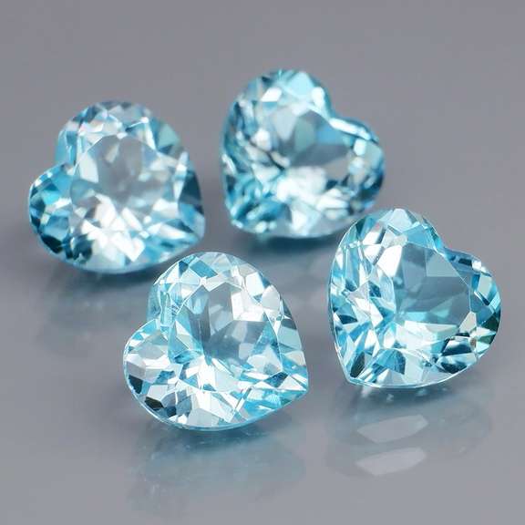 Heart cut! 8.84ct 4 piece sky blue Topaz set