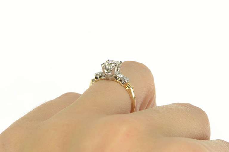 14K Yellow Gold 0.80 Ctw 1940's Diamond Classic Engagement Ring