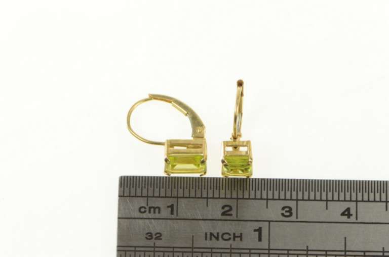 14K Yellow Gold Peridot Solitaire August Birthstone LeverBack Earrings