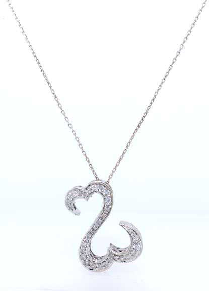 Elegant White Gold open Heart Diamond Necklace