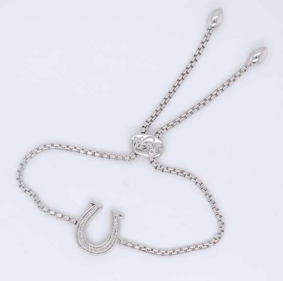 925 Sterling Silver Horseshoe Cubic Zirconia Bracelet