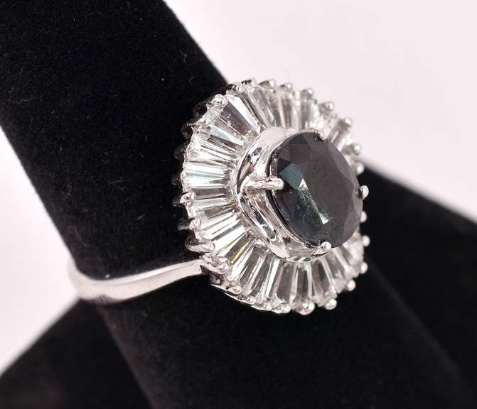 sterling Silver Ring With Black Gemstone And CZ