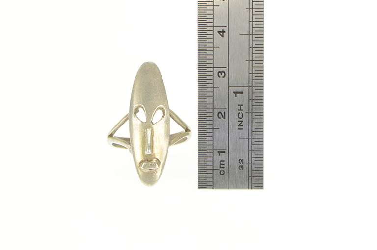 Sterling Silver Oval African Traditional Face Mask Statement Ring