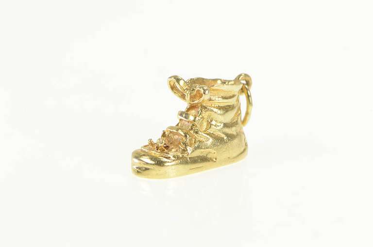 14K Yellow Gold 3D 1960's Shoe Baby Birthstone Setting Charm/Pendant