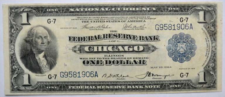 $ 1 Chicago Series of 1918 National Note