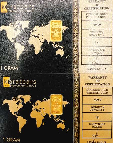 Two one gram gold bars