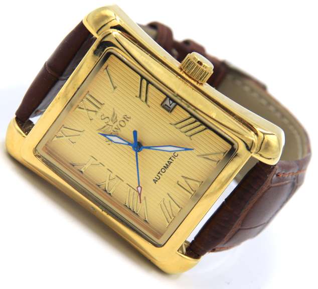 Sewor Automatic Watch with Brown Leather Strap