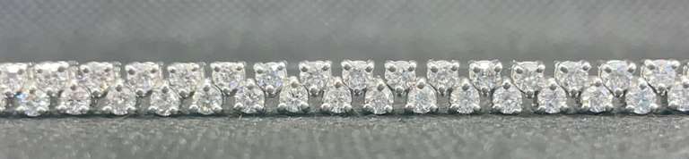 DOUBLE LAYER 5.60 CARATS DIAMOND TENNIS BRACELET WITH ROUND BRILLIANT CUT LAB GROWN DIAMONDS