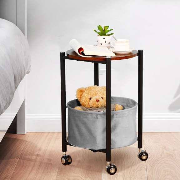 End Table with Storage Small Round Sofa Side Table