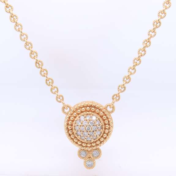 Judith Ripka Yellow Gold Pave Diamond Pendant on Chain