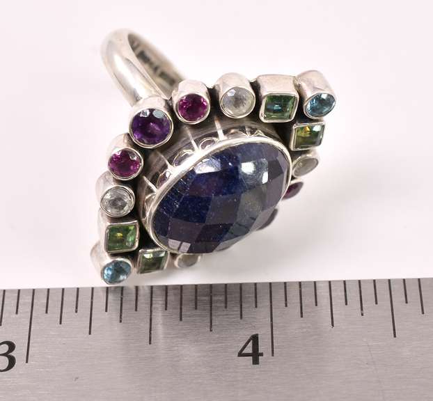 Multi-gem Sterling Silver Ring