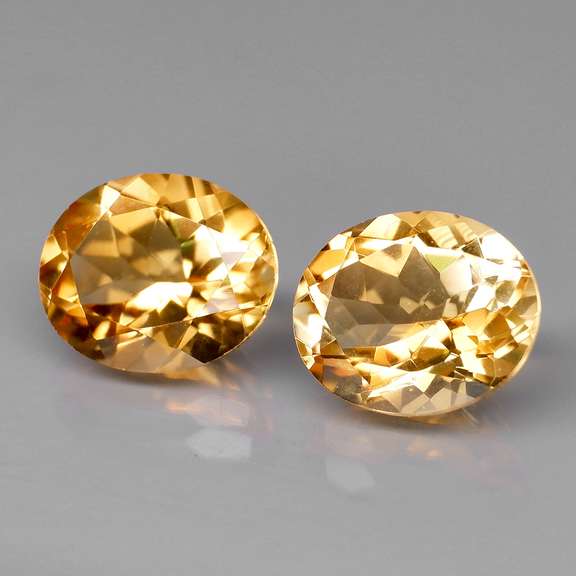 High fire 6.76ct golden yellow Citrine pair