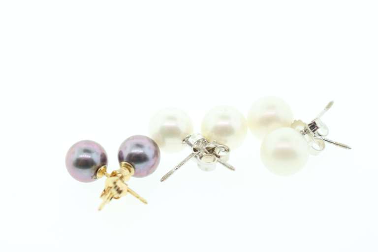 Group Lot of 3x 14kt Gold & Pearl Earrings