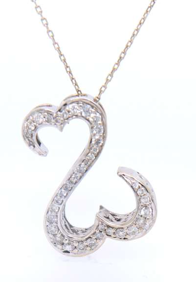 Elegant White Gold open Heart Diamond Necklace