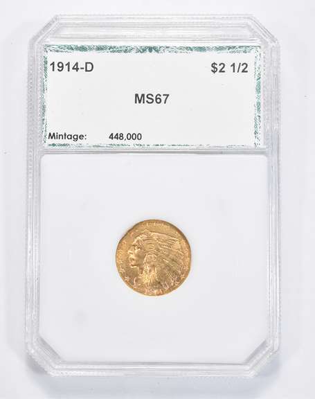MS67 1914-D $2.50 Indian Head Gold Quarter Eagle - Graded PCI