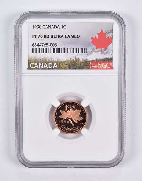 PF70 RD UCAM 1990 Canada 1 Cent NGC