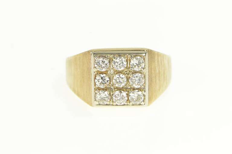 14K Yellow Gold 1960's 1.00 Ctw Squared Men's Statement Ring